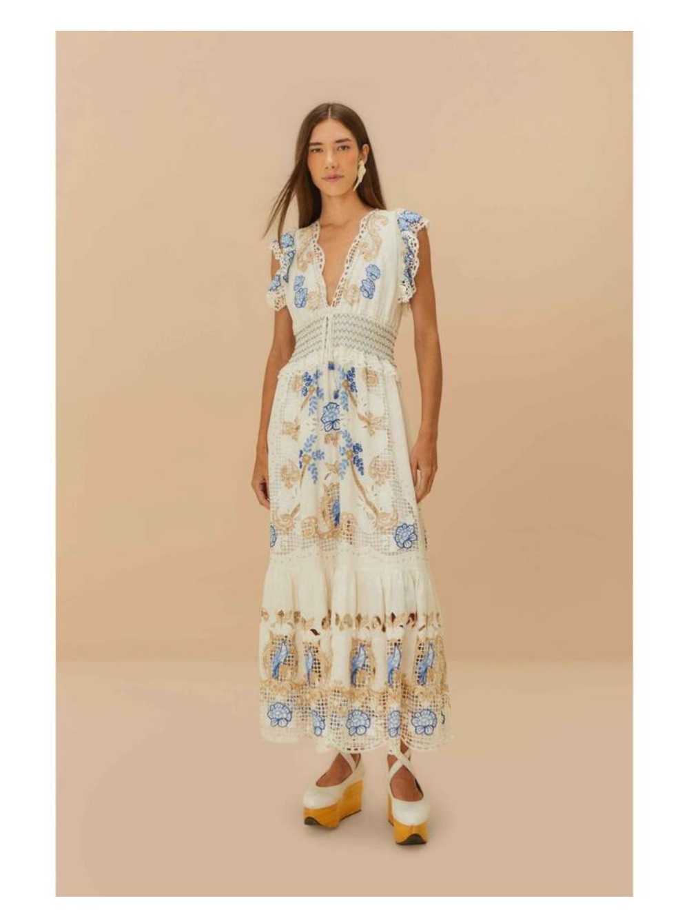 Farm Rio Romantic Richelieu Maxi Dress
